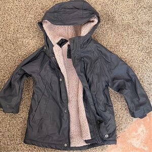 Zara Kids Sherpa Lined Raincoat - Charcoal Gray